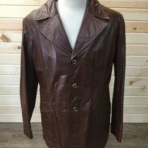 Vintage Leather Jacket Sears XL Brown